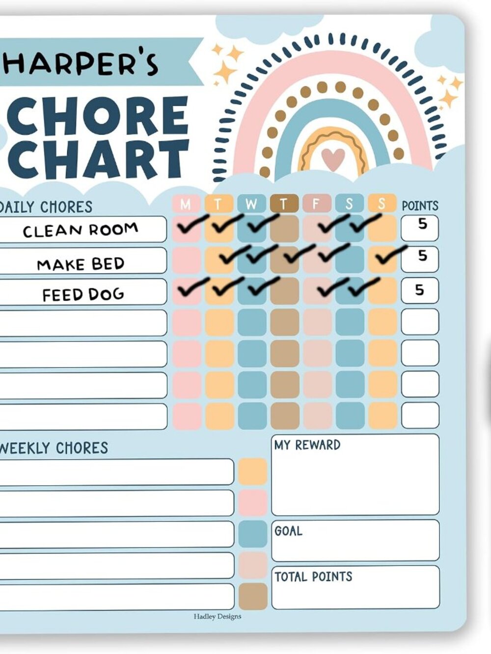 Magnetic Chore Chart for Kids Dry Erase Reward Chart for Home and Classroom
